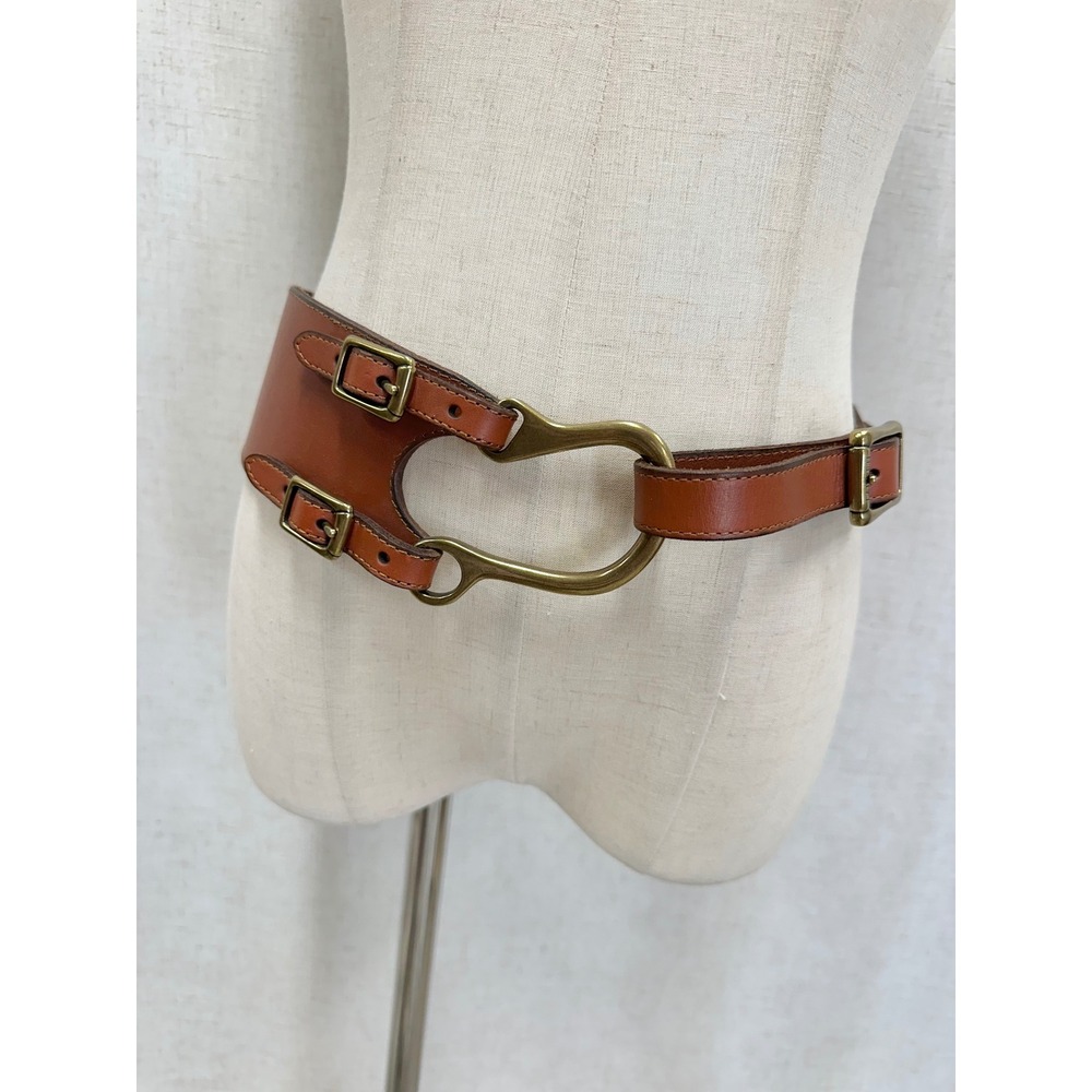 Lauren Ralph Lauren Brown Leather Equestrian Hook Buckle Waist Belt Womens S - Picture 13 of 13